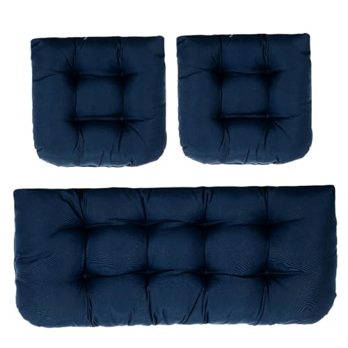 AOpghY 3pcs/Set Bench Cushion Tufted eingedickte Köder Sofa Softrocking Stuhl Kissen Sofa Ersatzkissen für Veranda, Terrasse, Hinterhof (Marineblau) Außenhartenvorräte im Freien