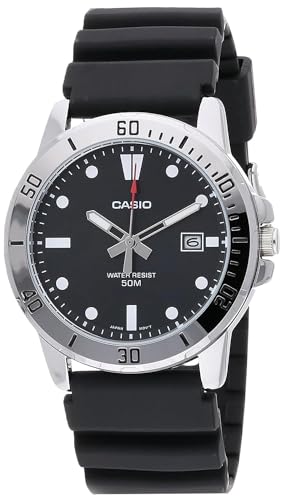 Casio Enticer MTP-VD01-1EVUDF Herren-Armbanduhr, analog, schwarzes Zifferblatt, Schwarz, Gurt