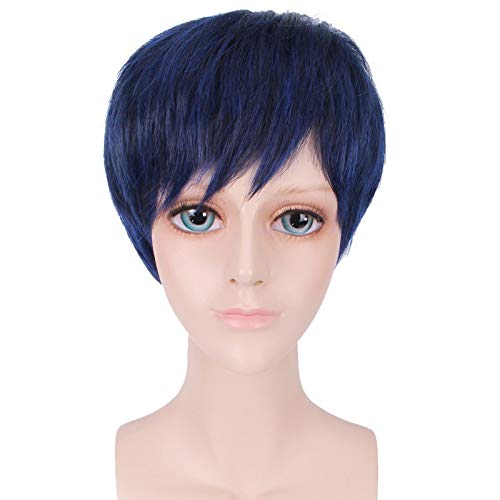 LINLINCD-Anime Coer Wig. Kuroko no Basuke. Gakuen Aomine Daiki Perücke Cosplay Kostüm Kuroko' s Basketballmänner Frauen Kurze synthetische Haare Halloween Party Perücken