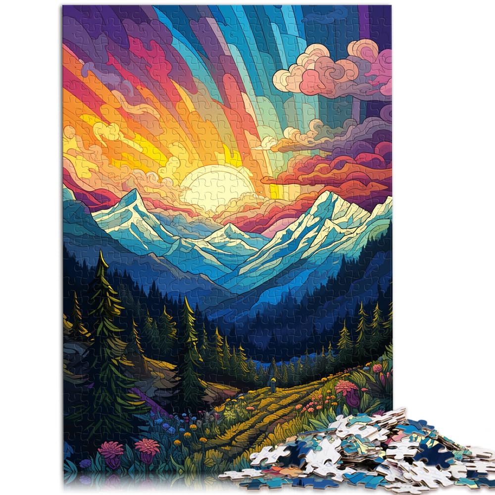 Puzzle für Puzzle, farbenfrohe psychedelische Berge, Puzzle für Erwachsene, 1000-teiliges Puzzle, Holzpuzzle für und Geschenkidee, 1000 Teile (50 x 75 cm)