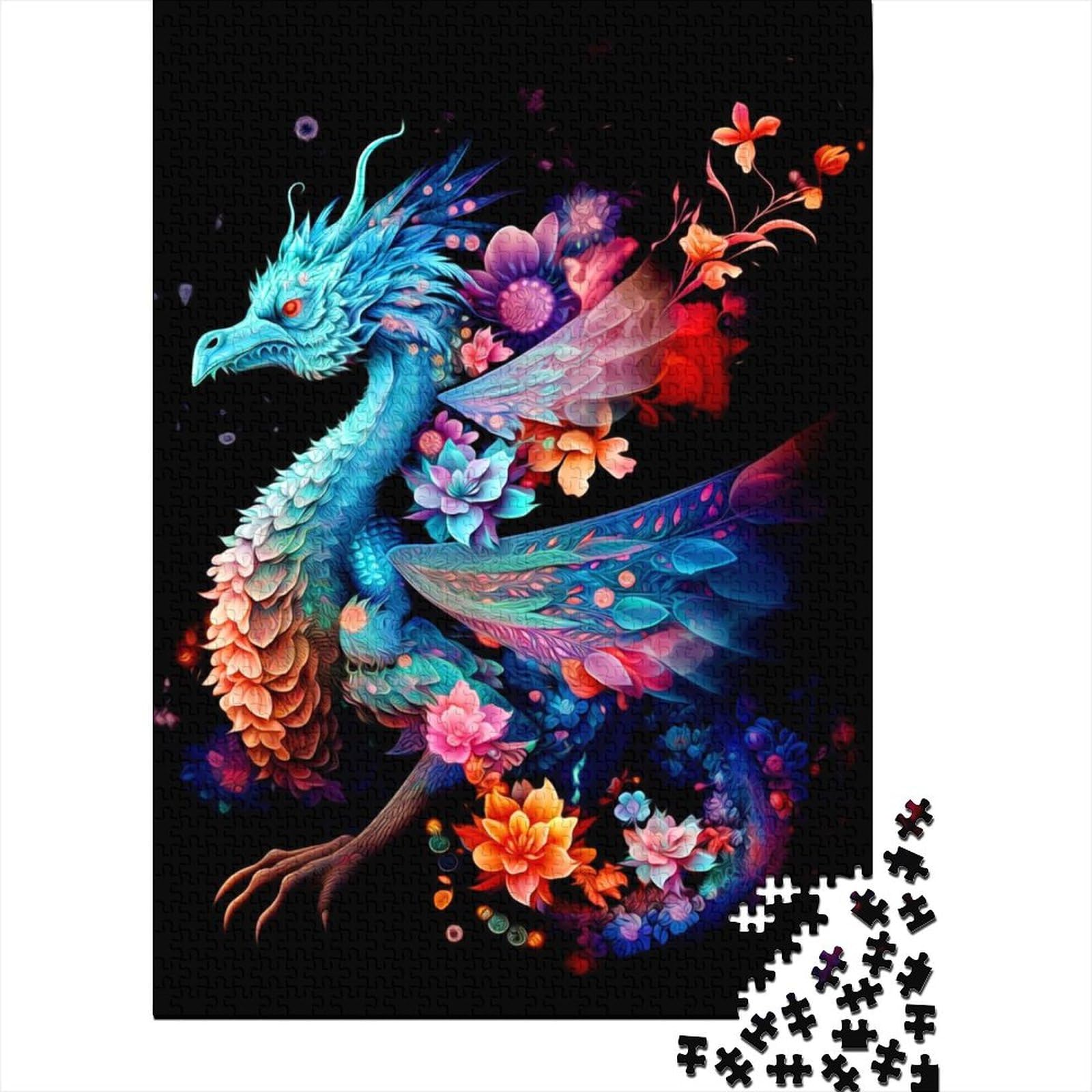 Drachen-Puzzle, 1000 Teile, Puzzle für Erwachsene und Teenager, großes Holzpuzzle für Erwachsene, nachhaltiges Puzzle für Erwachsene (75 x 40 cm)