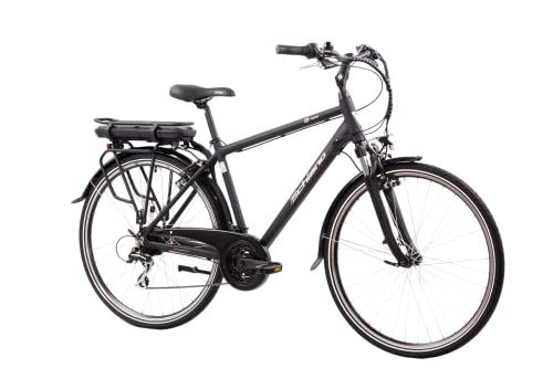 F.lli Schiano E-Ride 28 Zoll, City E-bike mit 250W Motor, 21-Gang-Getriebe, für Herren in Schwarz