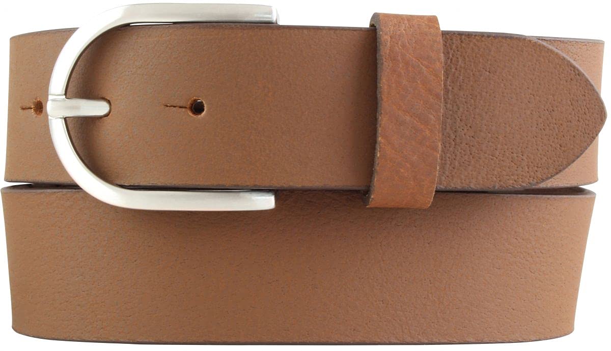 BELTINGER Damen-Gürtel aus Vollbüffelleder 4 cm | Jeans-Gürtel für Damen 40mm | Leder-Gürtel aus Büffelleder 4cm | Mittelbraun 95cm