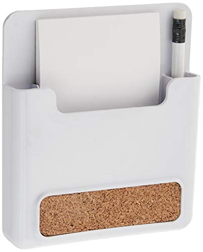 Spectrum Diversified Magnetischer Notizblock und Stiftehalter mit Korkstreifen, Weiß