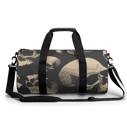 Retro-Totenkopf Sport Duffel Bag Sporttasche Reisetasche Handgepäck Tasche Schwimmtasche Weekender Bag 45x23x23cm