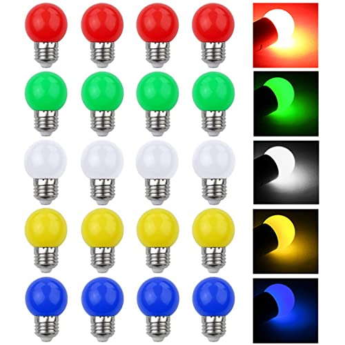 V-TOO LED Bunte E27 Farbige Glühbirnen 3W=30W Dekoratives Licht und Design 240 Lumens AC220V-240V Dekorationslampe Gemischte Farben Rot Gelb Blau Grün Weiß - 20er Pack