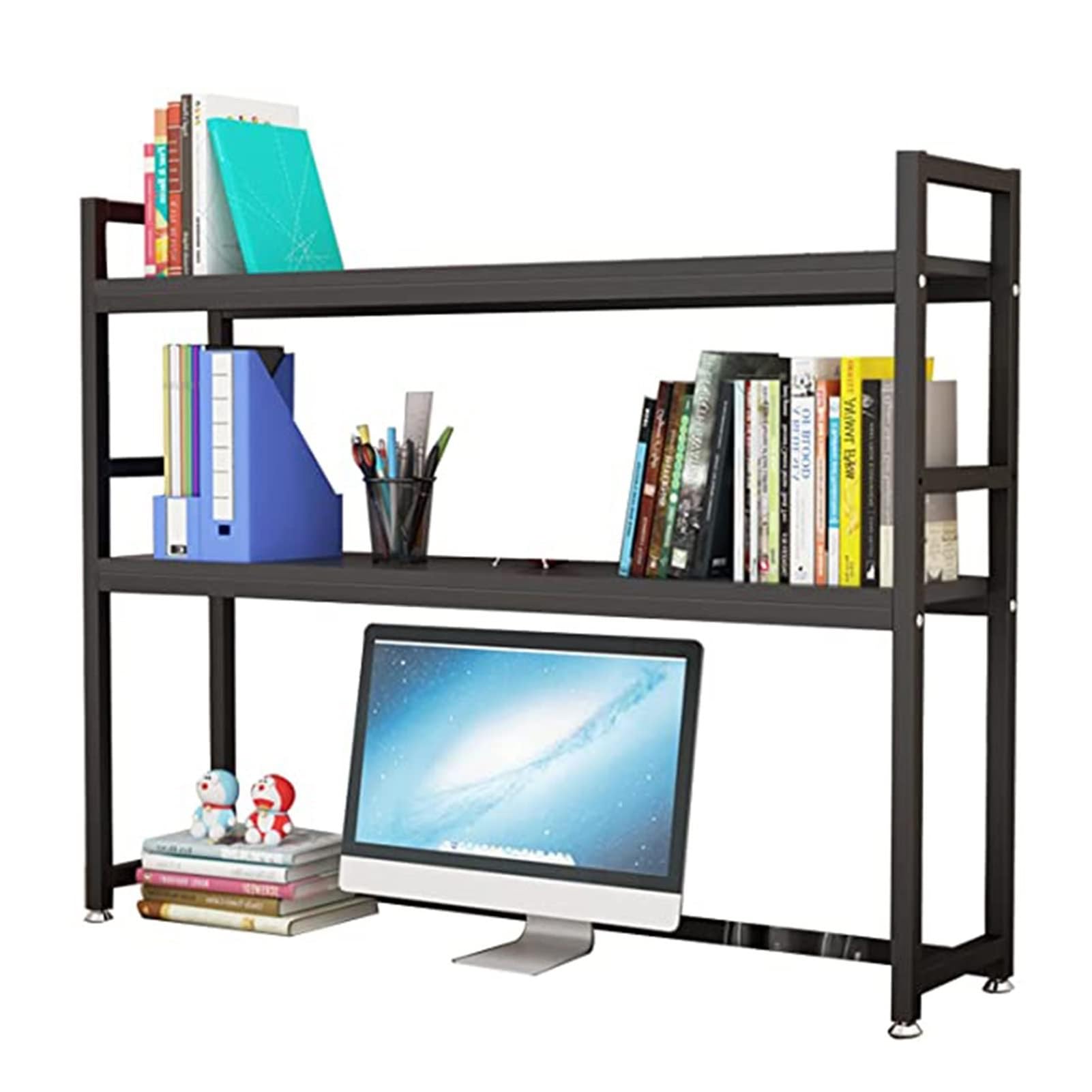 Kleines Schreibtisch-Bücherregal - Erweiterbarer Schreibtisch-Aufbewahrungs-Organizer, Verstellbare Bücherregal-Schreibtisch-Racks, Schreibtisch-Bücherregal für Computertisch, Holzmetall, für das Ho