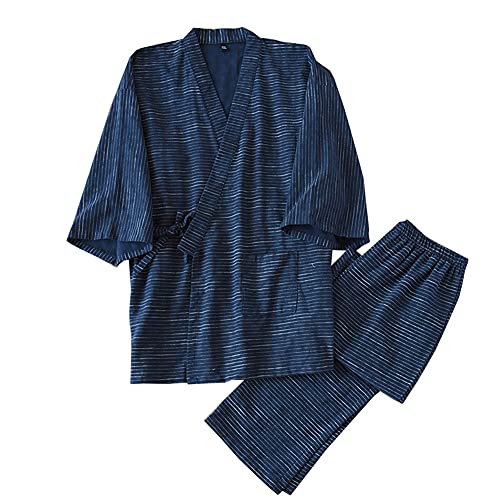 Fancy Pumpkin Männer japanischen Stil Roben Doppel Gaze Baumwolle Kimono Pyjamas Anzug [Größe L, 01]