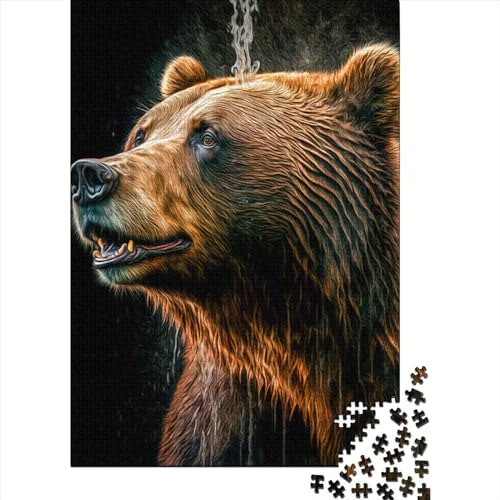 Kunstpuzzle für Erwachsene 1000 Teile Bär Holzpuzzle für Erwachsene Puzzlespielzeug Lustige Familienpuzzles für Erwachsene 29,53 x 19,69 Zoll