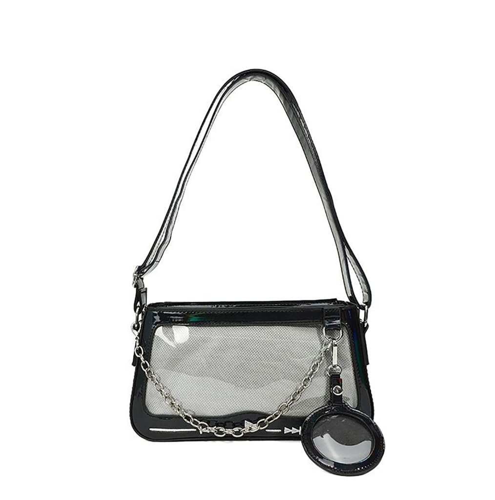 Lässige Damen-Umhängetasche, japanischer Stil, Umhängetasche, Schultasche, PU-Leder, Kuriertasche für Pin-Display, Schwarz