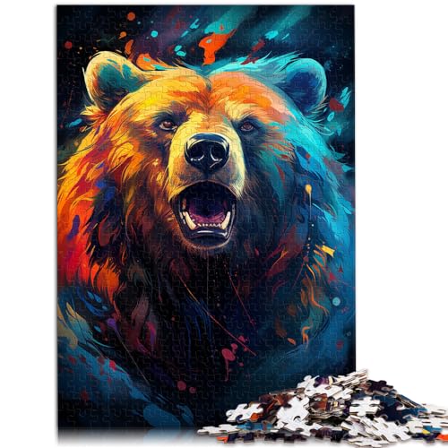 Puzzle „Buntes psychedelisches Gemälde Bär“ 1000 Teile Premium-Puzzle Holzpuzzle ganze Familie und die 1000 Teile (50 x 75 cm)