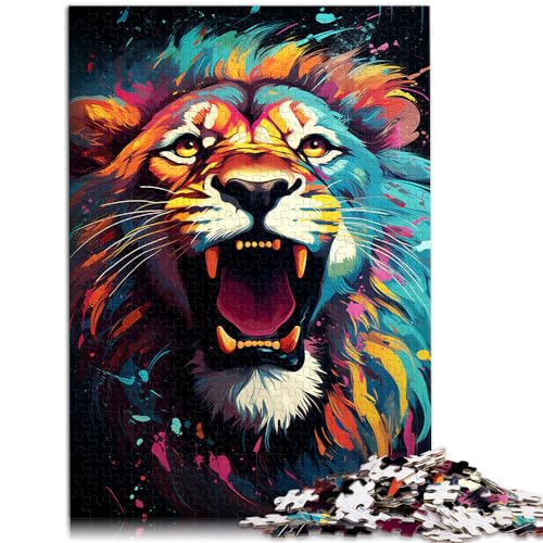 Puzzle für exotische, Bunte Löwen, Puzzles für Erwachsene, 1000-teiliges Holzpuzzle, Puzzle, Lernspiele, Heimdekorationspuzzle, Lernspielzeug (50 x 75 cm)