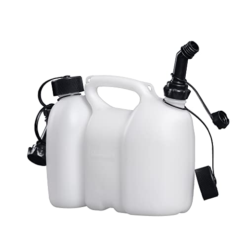 hünersdorff Doppelkanister/Kombikanister für Kraftstoff und Öl mit 2 Ablaufschläuchen, 3+1,5 Liter, UN-Zulassung, Made in Germany