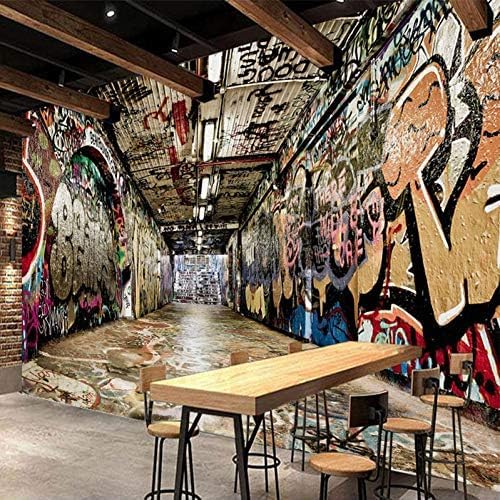 Straße Graffiti Restaurant 3D Tapeten Wanddekoration Fototapete Sofas Wohnzimmer Wandbild Schlafzimmer-200cm×140cm