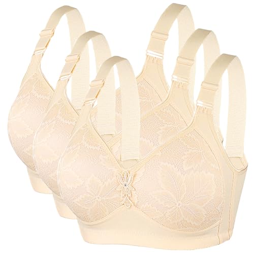 CSHE 3er Pack BH Damen ohne Bügel Push Up Sport BH Große Brüste Starker Halt Stretch Bustier Komfort Atmungsaktiv Bra Klassische Top für Frauen Alltag Yoga