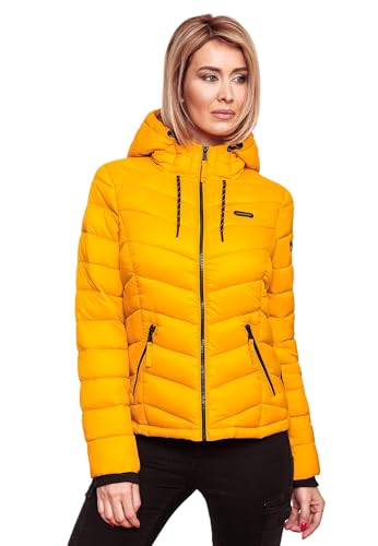 MARIKOO Damen Jacke Steppjacke Winter Übergangsjacke gesteppt Herbst B403 [B403-Kuala-Gelb-Gr.S]