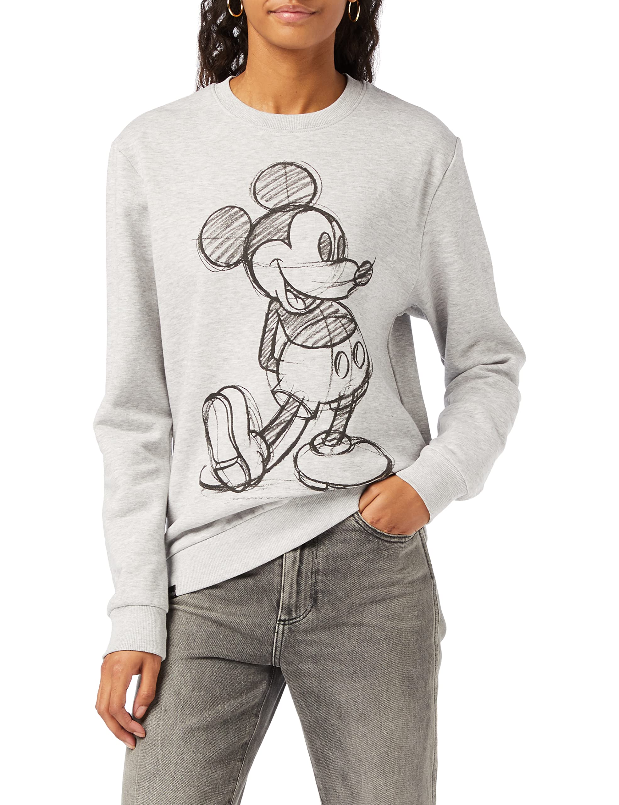 Disney Damen Mickey Mouse Sketch Sweatshirt, Grau, 12/L