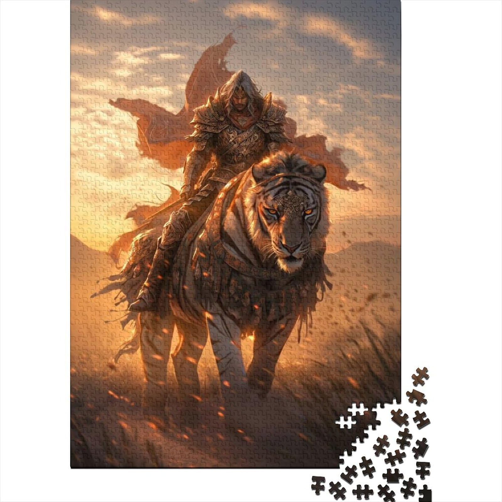 Tiger Rider Holzpuzzle für Erwachsene und Jugendliche von Art Jigsaw Puzzles für Erwachsene 1000 Teile Spielspielzeug für Erwachsene Familienpuzzle Geschenk (Größe 29,53 x 19,69 Zoll)