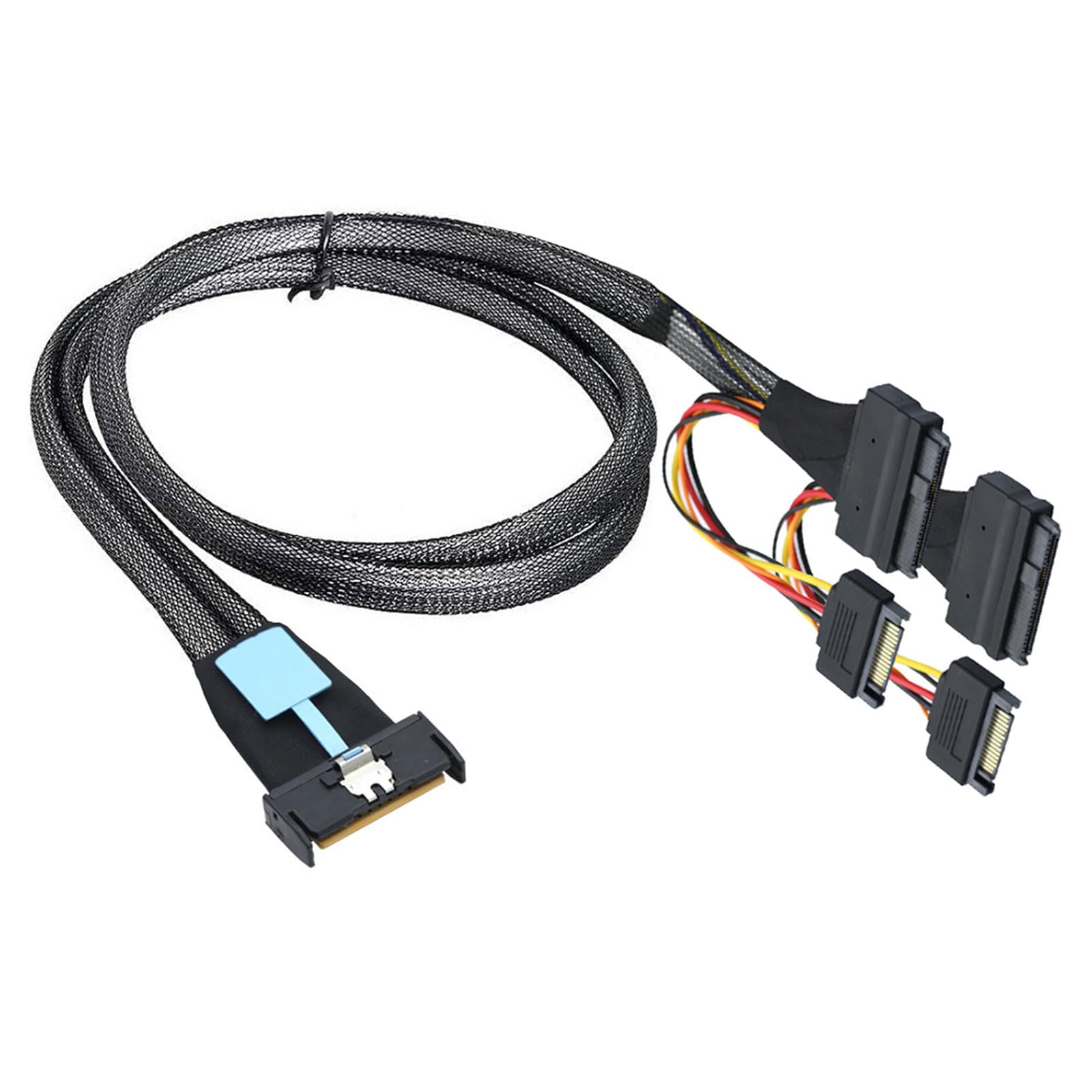 Avejjbaey Server-Kabel-Anschlüsse, 50 cm, 8i 74P auf doppeltes SFF8639+15P Kabel mit Strom für Datenintegrität