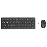 HP Kabellose Tastatur und Maus 330 – (1600 DPI, USB-A, LED-Anzeigen, Tastenkombinationen mit Tastenkombinationen, Windows 10; Windows 11) spanische QWERTY, Schwarz