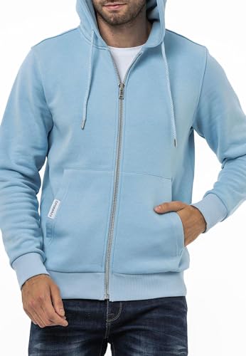 Cipo & Baxx Herren Sweatjacke Sweatshirt Basic Kapuzenpullover Reißverschluss Sweat CL556 Blau XL