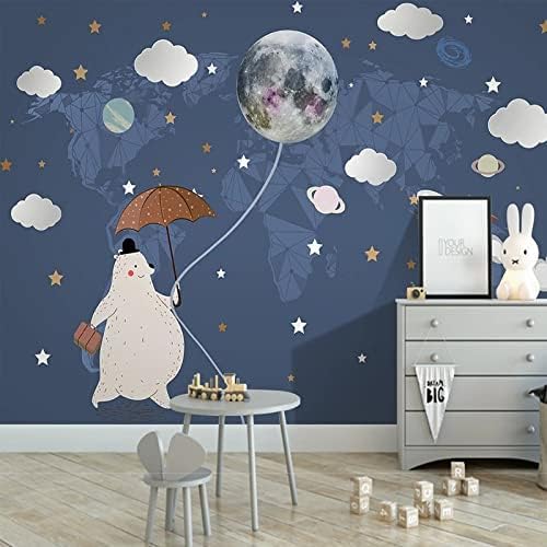 XLMING Space Planet Star Bear Kinderzimmer 3D Tapete Home Dekoration Wohnzimmer Sofa Schlafzimmer Tv Hintergrund Wand-350cm×256cm