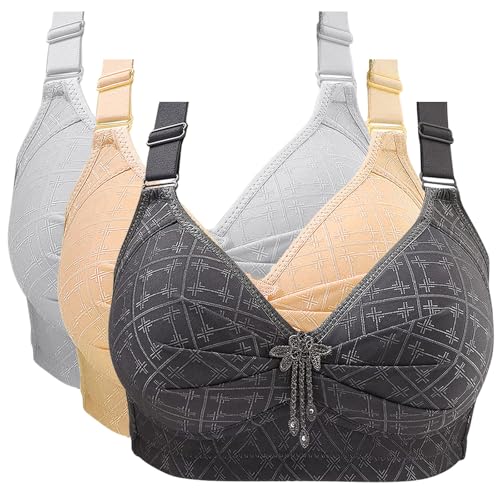 CSHE 3er Pack Sport BH Damen ohne Bügel Push Up Bra Klassische Große Brüste Starker Halt Stretch Dessous Weich Bequem Atmungsaktiv Bralette Minimizer BH Women Sport BHS für Alltag