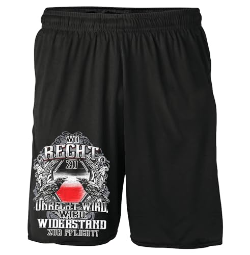 UGLYSHIRT Wo Recht zu Unrecht Wird Shorts | Kaiserreich Deutschland Kurze Hose Preußen Patrioten Germany Wiederstand Hose | M2 Schwarz (XL)