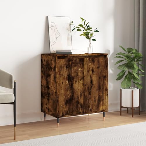 CCCINER Sideboard Räuchereiche 60x35x70 cm Holzwerkstoff,Zeitloses Sideboard aus Holzwerkstoff mit Eisenbeinen: Perfekt für Aufbewahrung und Dekoration