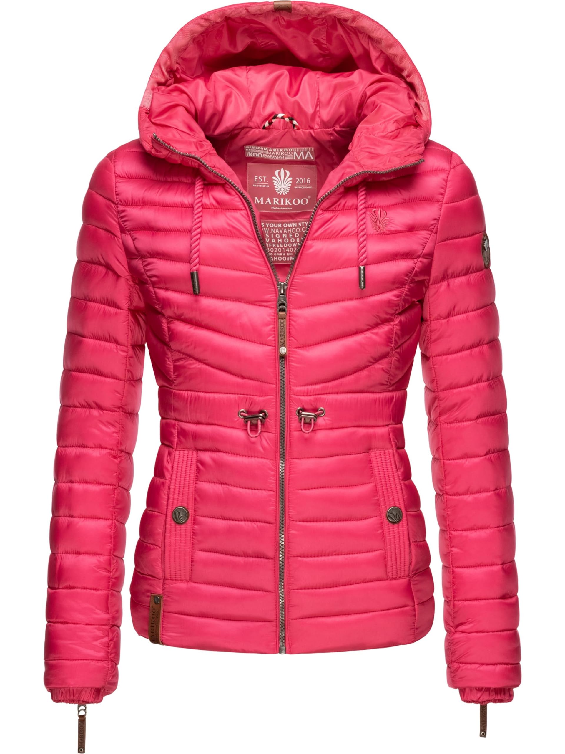 MARIKOO Damen Übergangsjacke leichte Stepp-Jacke mit Kapuze Aniyaa Pink Gr. M