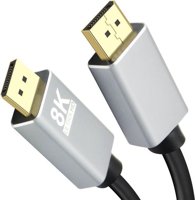 Helos PREMIUM - DisplayPort-Kabel - DisplayPort (M) zu DisplayPort (M) - DisplayPort 1.4 - 1 m - Dolby DTS-HD Master Audio-Unterstützung, unterstützt 8K UHD (7680 x 4320) - Schwarz