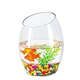 Kleines Aquarium,Starter Aquarium, Glas rundes Goldfischbecken, verdicktes Hydrokultur-Schildkrötenbecken, Desktop-Desktop, schräger Mund, transparentes kleines Goldfischbecken, Aquariumbecken(7.48IN)