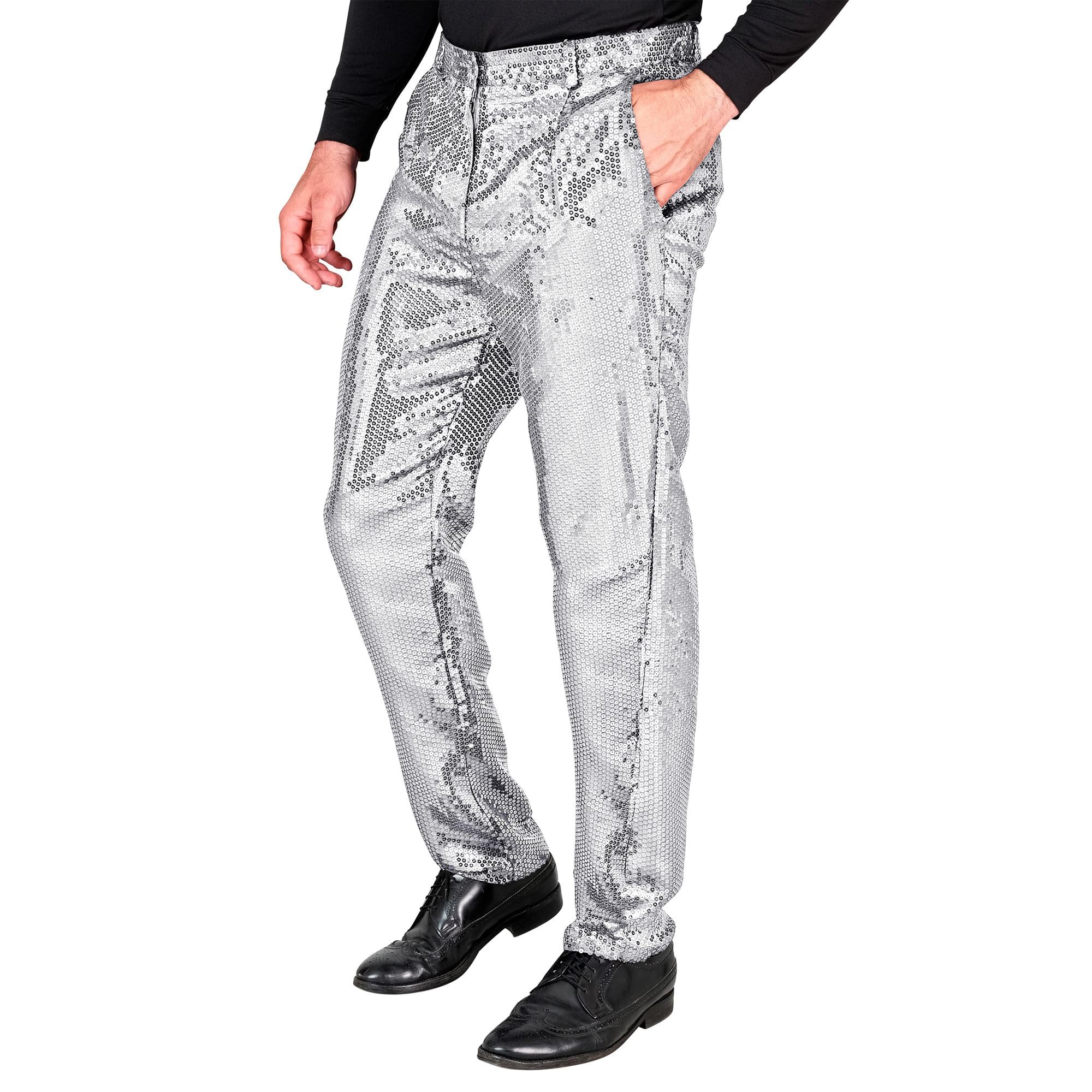 W WIDMANN MILANO Party Fashion - Party Fashion Paillettenhose für Herren, Disco Fever, Schlagermove, Herrenhose