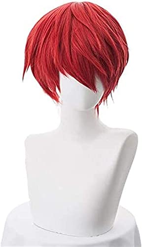 LINLINCD-Wig Anime Cosplay Assassination Classroom Karma Akabane/Akashi Seijuro/Sasori Short Flame Red Cosplay Perücke Kostüm Hochtemperaturfaser