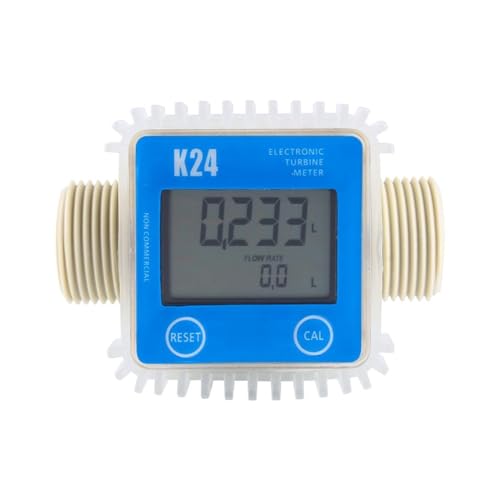 Durchflussmesser, Digitale K24 Turbine Die-sel Öl Kraftstoff Durchflussmesser Gauge LCD Kraftstoff Durchflussmesser Chemikalien Wasser Meer Flüssigkeit Durchflussmesser Messwerkzeuge(Blue Horizontal)