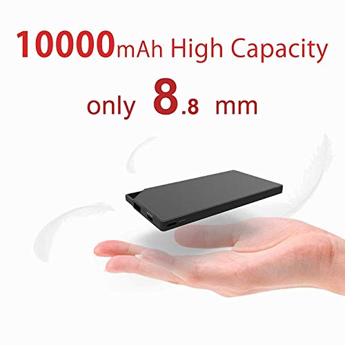 TNTOR 10000mAh Tragbare Powerbank, Ultra dünn Power Bank Mini Externe Akkus für Android iPhone SmartWatch Kamera Selfie Lichter