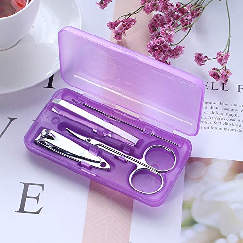 BONAD Zehennagelknipser 4 Teile/Satz Multifunktionsnagelschneider Set Edelstahl Nagelkorrektur Nipper Cutters Dead Skin Dirt Pedicure Scissor Set Nagelknipser-Set (Color : Purple)