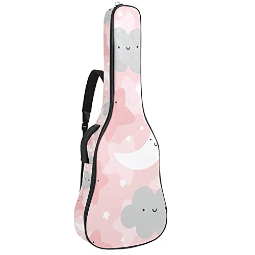 Gitarrentasche Schutz- und Transporttasche für akustische und klassische Gitarren wasserfest und gepolstert Wolkenmond und Sterne 108.9x42.9x11.9 cm