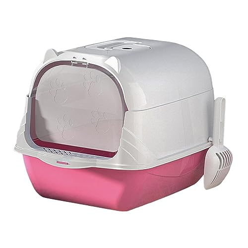 Geschlossene und überdachte Katzentoilette, Katzentoilette mit Haube, Bettpfanne mit Griff, Katzentoilette, großer Platzbedarf, Katzentoilette, Katzenklo, Katzentoilette, Pink/4, 51cmx37cmx36cm/2963