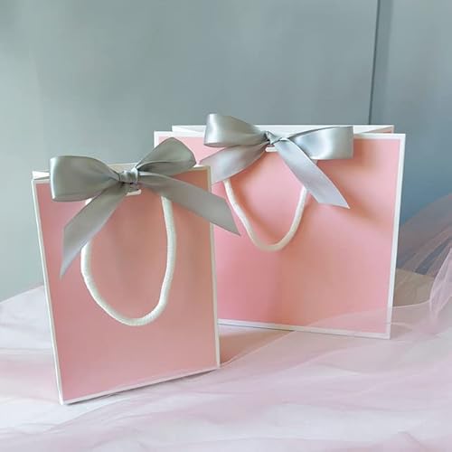 10 STÜCKE Rosa Geschenktüte Geschenkbox Brautjungfer Verpackung Hochzeit Ornament Kraftpapiertüte Party Für Babyparty Buch Mit Griff Band-Oliv, 10 Stück, L12 x H16 x B 6cm