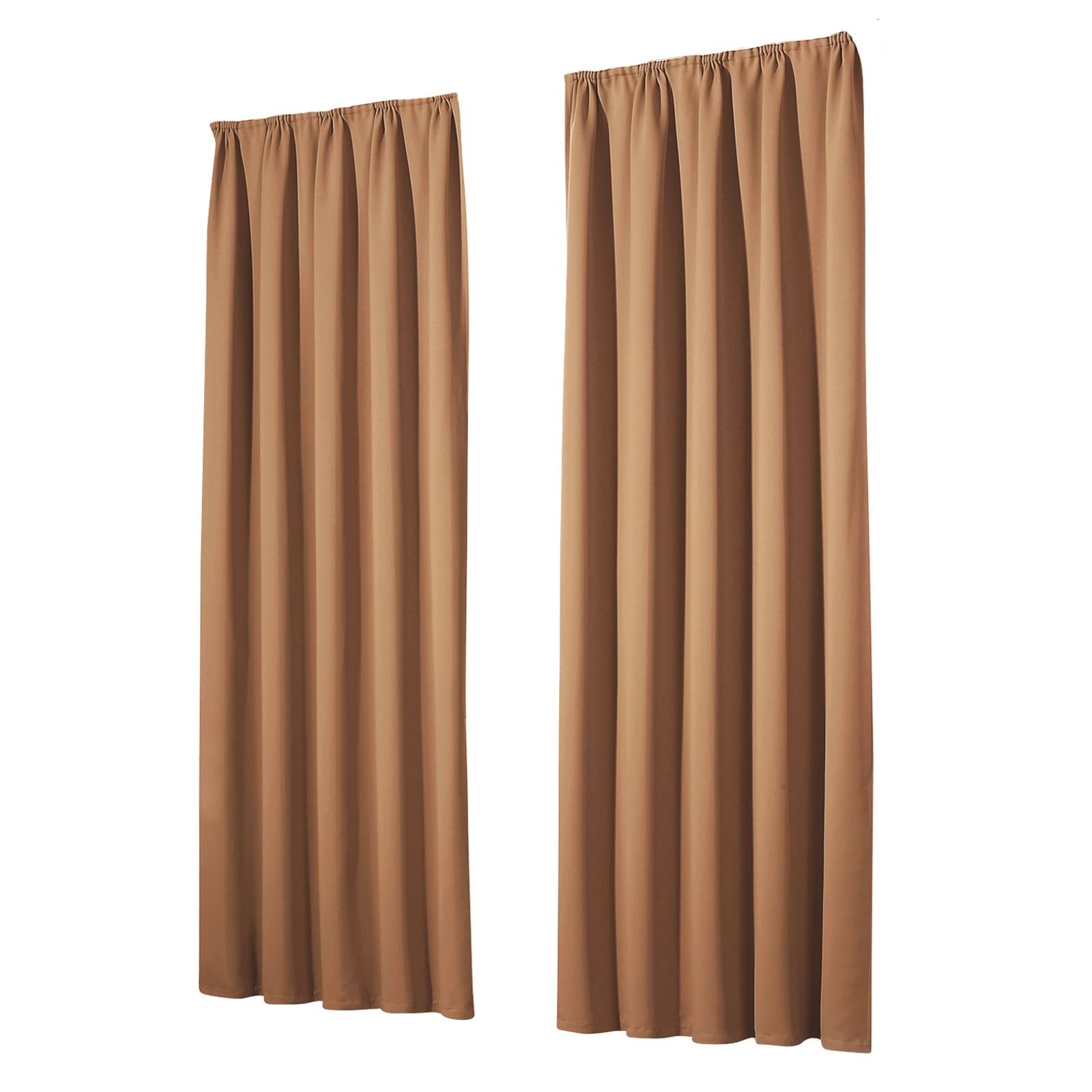 heimtexland Vorhang Blickdicht Thermovorhang Verdunklungsvorhänge 2er Set Kräuselband Deko Gardine isolierend Kälteschutz Sonnenschutz Ökotex Fensterdeko Typ139 Camel braun HxB 245x135 cm