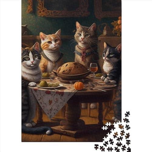 Art Bunte Katzen, Holzpuzzle für Erwachsene und Jugendliche von Art, Puzzle für Erwachsene, 1000 Teile, Spielspielzeug für Erwachsene, Familienpuzzle, Geschenk (Größe 29,53 x 19,69 Zoll)