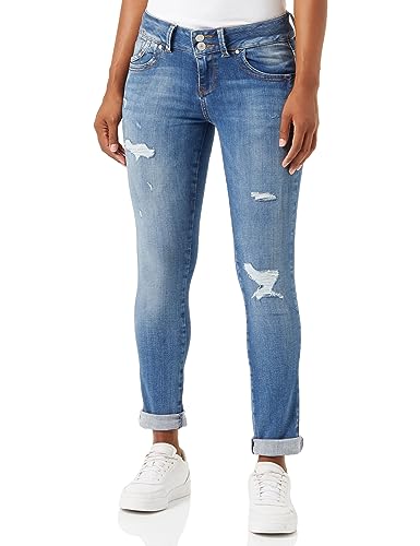 LTB Jeans Damen Jeans Molly M - Jeans Damen Slim aus Baumwollmischung Slim Denim Mittel mit Reißverschluss Mittlere Taille - Blau