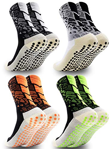 Dee Plus rutschfeste Fußball Socken Anti Rutsch Sportsocken | One Size EU 38-46 | Grip Fußballsocken Tape Fussball Socken | Basketballsocken Yoga Socken Noppen Sohle Damen & Herren