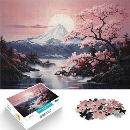 Puzzle zum Verschenken, japanische Kirschblüten-Landschaftskunst, 1000-teiliges Puzzle für Erwachsene, Holzpuzzle und Geschenkidee, 1000 Teile (50 x 75 cm)