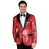 W WIDMANN MILANO Party Fashion - Party Fashion Jackett mit Pailletten für Herren, Satin, Disco Fever, Schlagermove