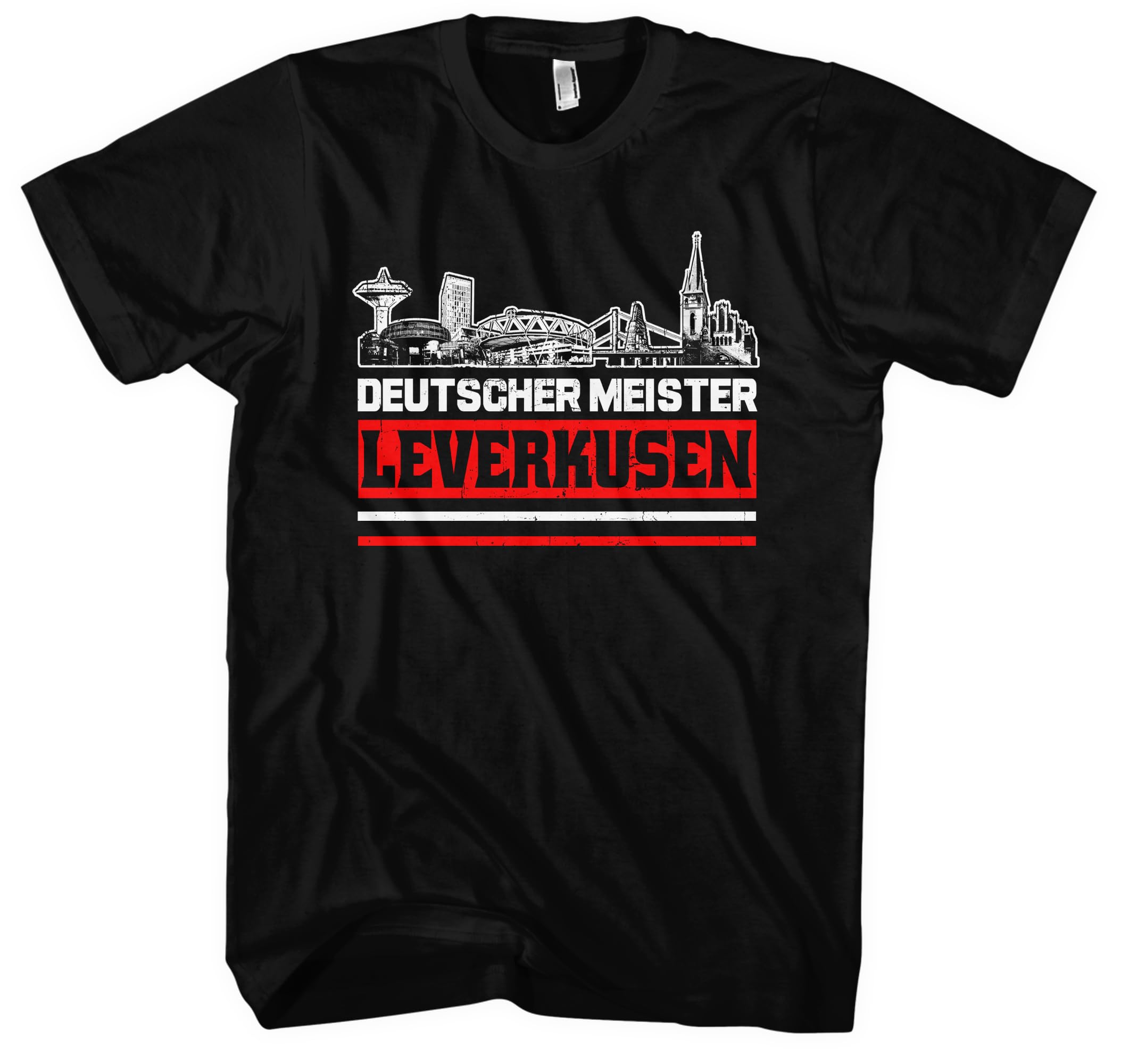 Leverkusen Titelkusen Herren T-Shirt | Leverkusen Trikot Fanartikel Fussball Stadt Skyline Leverkusen T-Shirt Meister | Schwarz (3XL)