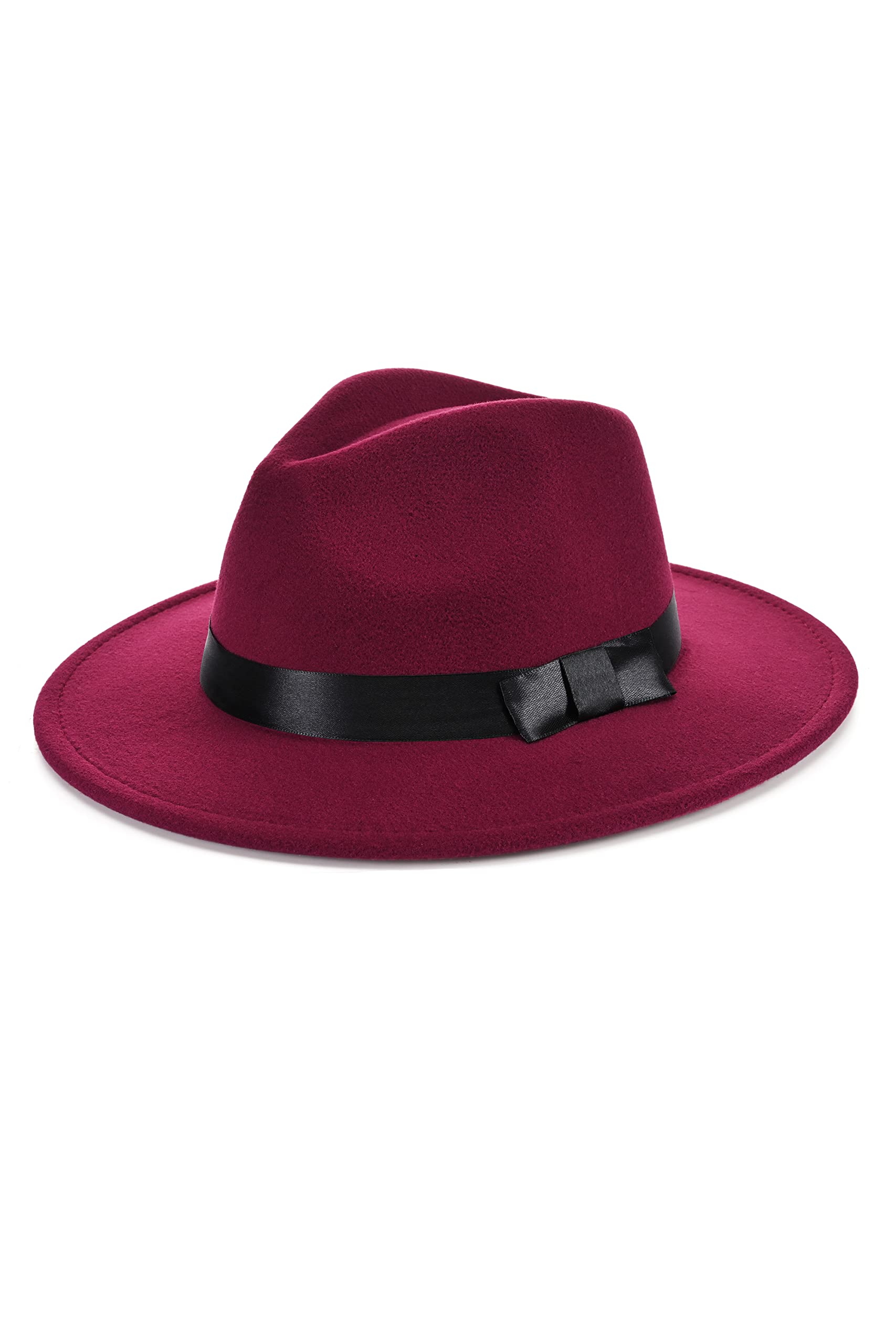 BABEYOND Panama Hut Mafia Gangster Herren Filz Fedora Trilby Bogart Hut 1923 Stil Gatsby Kostüm Accessoires Weinrot