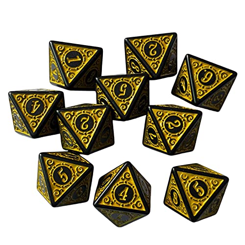 Würfelanzug, Spiele Würfel, 10-teiliges mehrseitiges Würfelset, Partyzubehör, Acrylwürfel(Yellow)