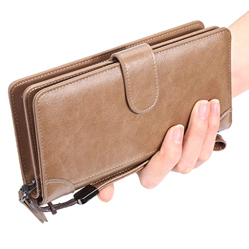 YIHANSS Lange Herren-Geldbörsen, Business-Münztasche, mehrere Kartenpositionen, mittellange Kupplung, Schnalle, Reißverschluss, Geldbörse (Farbe: A, Größe: Einheitsgröße)